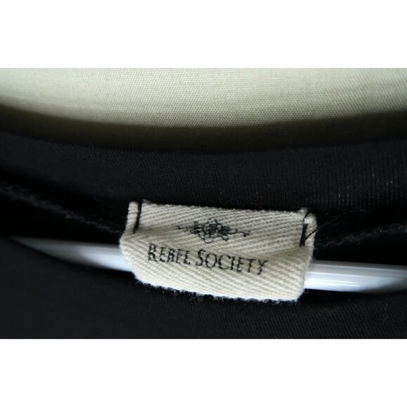 Rebel Society Black T Shirt Cuffed Short Sleeves Mens Small Neutral Minimalist - Picture 5 of 6